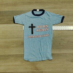 vintage dead stock Christian ringer tee, size S